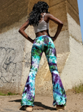 back pockets, wide bells, high waist