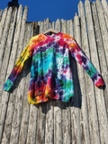 cabled cotton sweater in rainbow tie dye