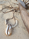 Large Cowrie Shell Pendant Adjustable Choker Necklace