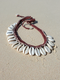 crocheted hemp with cowrie shells adjustable choker