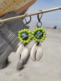 beaded cowrie shell earrngs