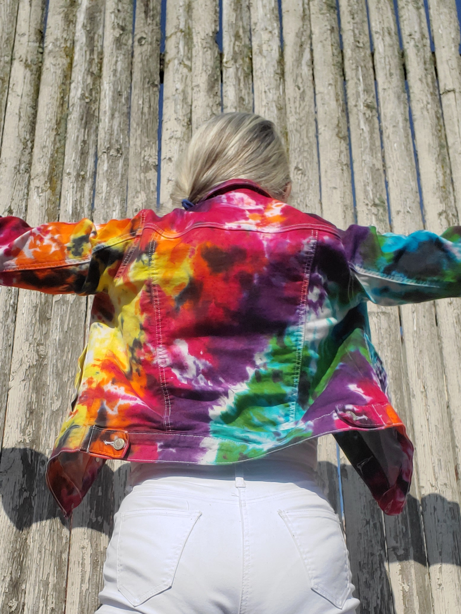 RAINBOW GALAXY Tie Dye Crop Denim Jacket – vacationwardrobe.com