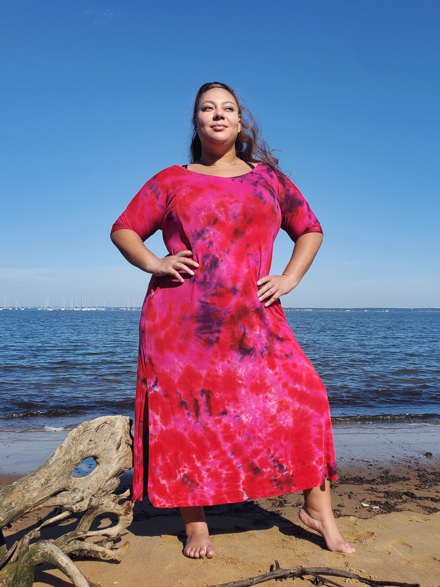red tie dye maxi dress Tie Dye Maxi Dress, Boho Maxi Dress, Red Tie Dye Maxi Dress, Flamingo Dress,  Summer Dress, Open Back Dress, Tie Dye Beach Dress