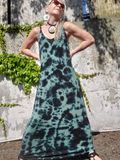 Maxi Dress in Sage Black Tie Dye