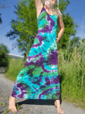bodycon tank dress, maxi length in tie dye colors