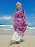 Pretty Ice Dye Linen Dress, Empire Waist