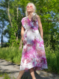 watercolors pink ice dye linen dress