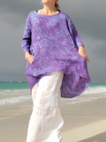 Distressed LAVENDER Linen Fishtail Tunic with Pockets