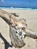 crocheted shell flower choker