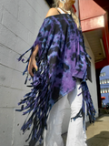 Purple Black Tie Dye Long Fringe Top