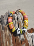 recycled African glass beads bracelet on hemp