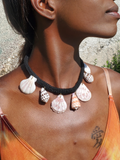 photo of the handmade rope choker with 7 sea shell charms