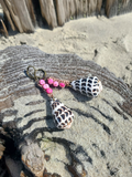 Hebrew Cone Shells Dangle Earrings with Hemp & Pink Opal Beads