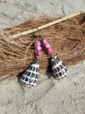 lever back dangle sea shell earrings