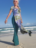 extra high slit funky top in ice dye