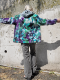 back spread out, front open, my arms are out - again, it is a large man's jacket on my small frame