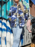 On this photo I am modeling the very same jacket to show the fit and versatility.  On a small woman and size small jacket looks oversized.