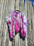 ice dye short kaftan, pink-grey