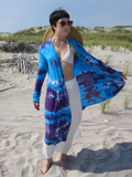 below the knee midi cardigan in bright tie dye