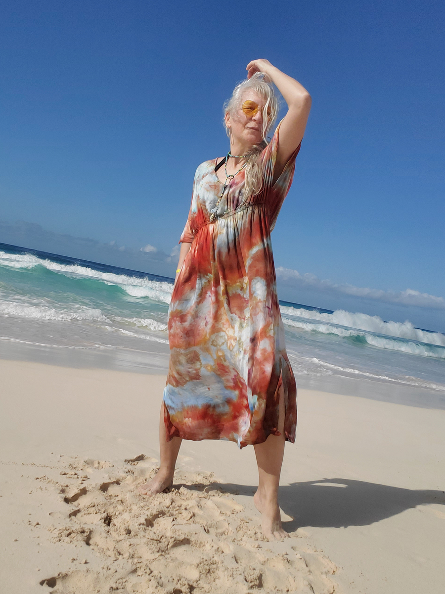 blue dress for baby girl Maxi Halter Sundress Coverup in Indigo Diamond Tie Dye – Subtle Luxury main image 1