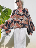 artsy linen poncho in earthy tie dye