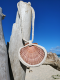 large shell pendant with crochet