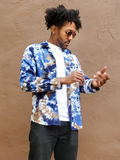 hand dyed linen-cotton blend oxford button front shirt