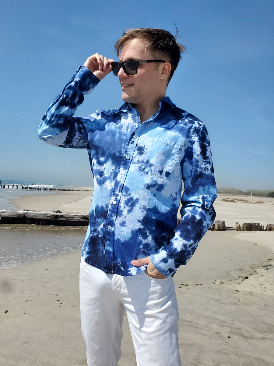 BLUES Tie Dye Resort Dress Shirt