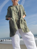 boxy pure linen tunic, one size with pockets