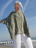 Distressed SAGE Boxy Linen Tunic