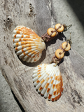 Venus clam shells on a crochet, stitched with 2-2 bone beads