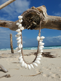 simple white cowrie shells choker - a beach shot