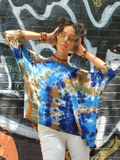 boxy short sleeve scoop neck tunic to in tie dye