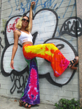 palazzo pants dyed in rainbow colors - in a stripy way