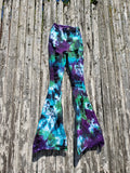 distressed areas, junior sizing, green-aqua-purple0black tie dye