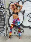 tie dyed in rainbow colors