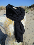 Hand Dyed Black Gauze Scarf