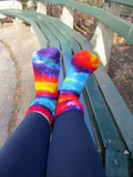 Roller Derby Skater Socks, Bright Rainbow Tie Dye