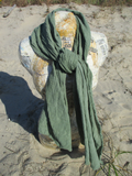 Distressed SAGE Gauze Cotton Scarf