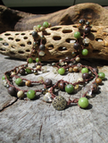 Beaded EARTHY Layering Necklace or Wrap Bracelet, 52" Long