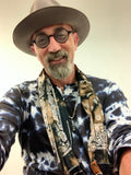 black tie dye Henley shirt - photo is taken and sent to be Jack Sonni.