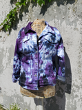 lightweight denim jacket in purple tie dye