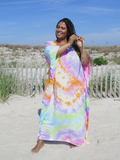 pastel rainbow tie dye maxi kaftan, in regular or plus options