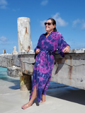 NAVY & PURPLE Tie Dye Kimono