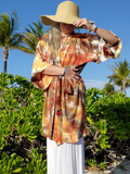 short one size kimono in earthy tie dye