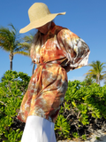 Earthy Tie Dye Short Kimono, Color HARVEST