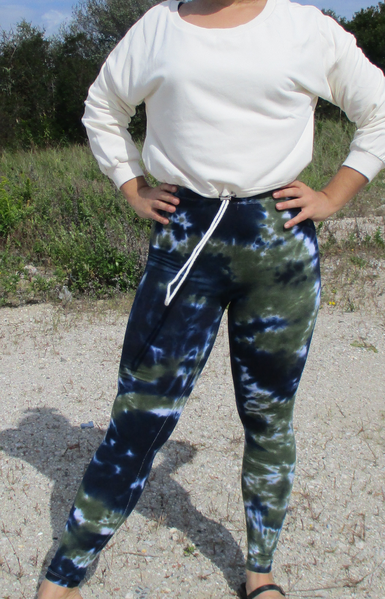 FOREST Leggings, Tie Dye Olive-Navy –