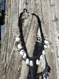 Moon Shells on Black Hemp Necklace