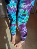 purple-green-aqua-black tie dyed leggings