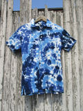 organic cotton short sleeve POLO shirt in blue tie dye